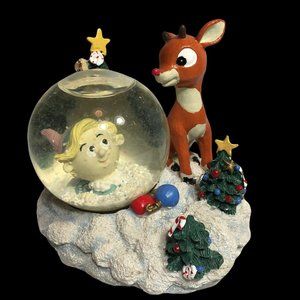 Rudolph and Hermey the Island of Misfit Toys Snow Globe Red Nose Reindeer 4"